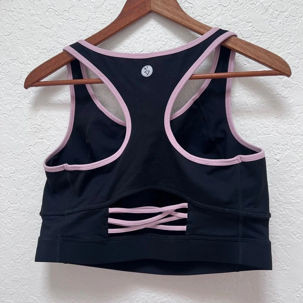 Torrid Active Womens Black Lilac Strappy Racerback Sports Bra Size 1 - Picture 6 of 8